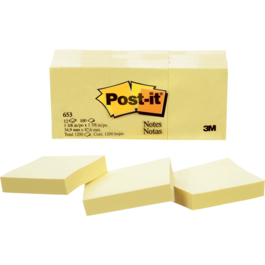 3M Post It Notes Yellow 1 3 8 inch x 1 7 8 inch Jazco