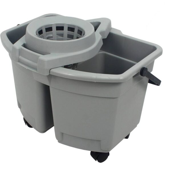 Plastic Divided Pail with Wringer 15 qt.